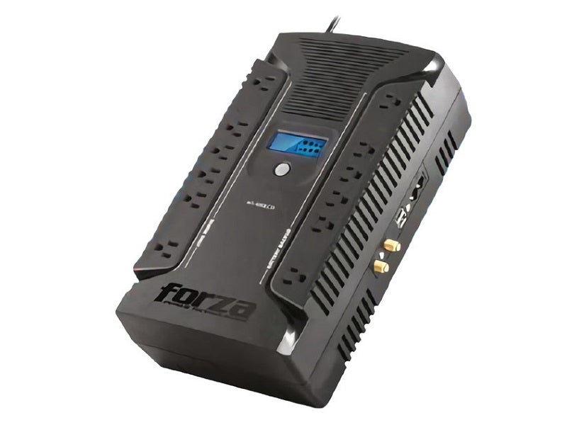 UPS interactiva Forza HT-1000LCD, 1000VA / 600W, 12 tomas, LCD, protección coaxial