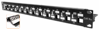Panel de conexiones modular Nexxt, modelo NAW-PNEL6A24, Cat6A, 24 puertos SFTP, para rack