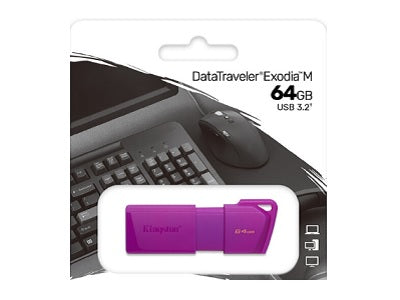Unidad Flash USB 3.2 Gen 1 Kingston 64GB Morado Neón