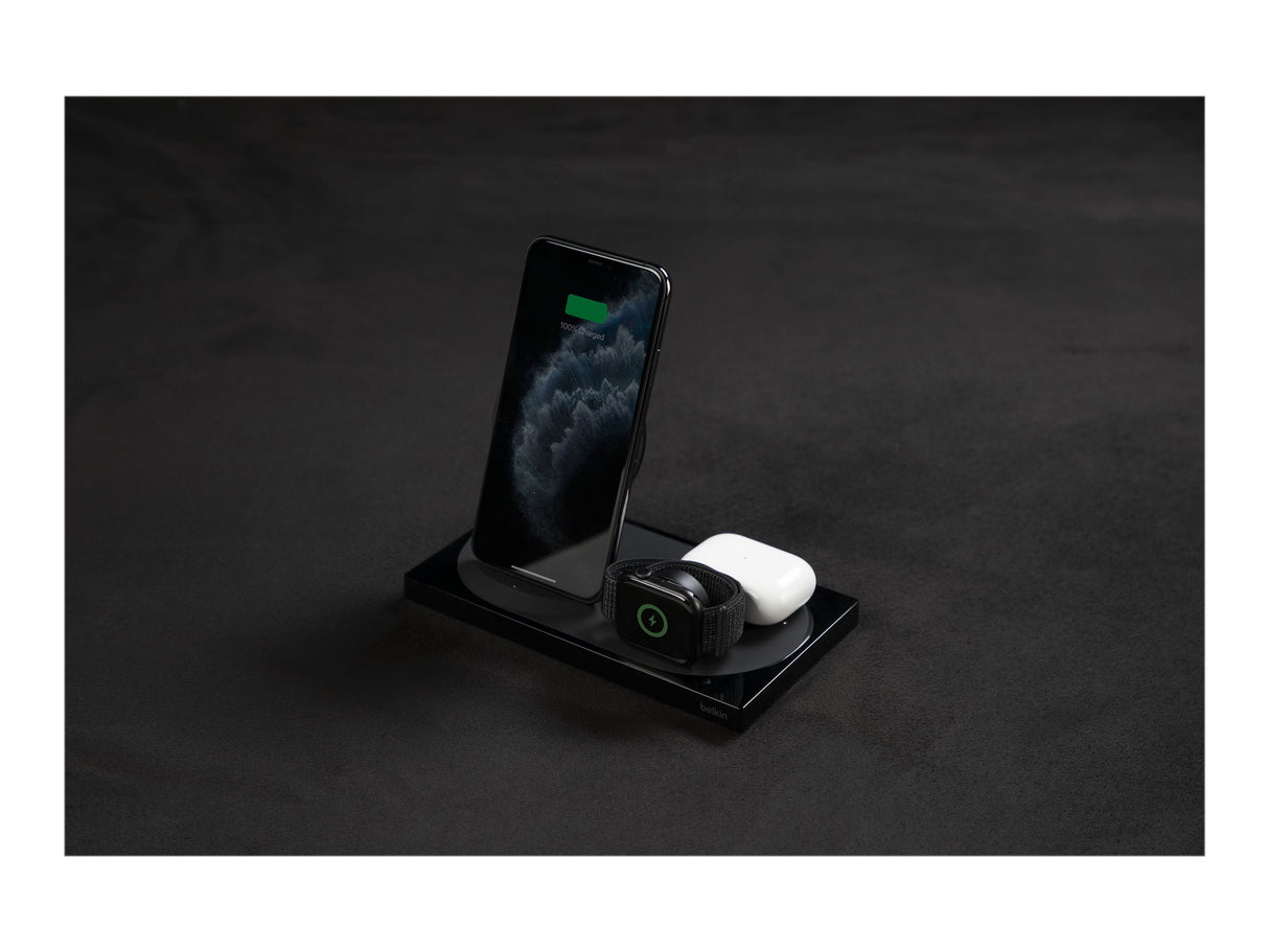 Stand para carga inalámbrica Belkin 3-in-1 Negro