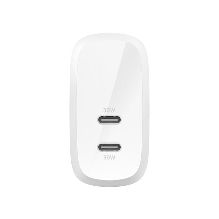 Adaptador de Corriente Belkin WCB010dqWH PPS 60W 2 Puertos USB-C Blanco