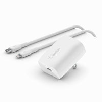 Adaptador de Corriente Belkin WCA006dq1MWH-B5 PPS 20W USB-C Blanco con Cable Lightning