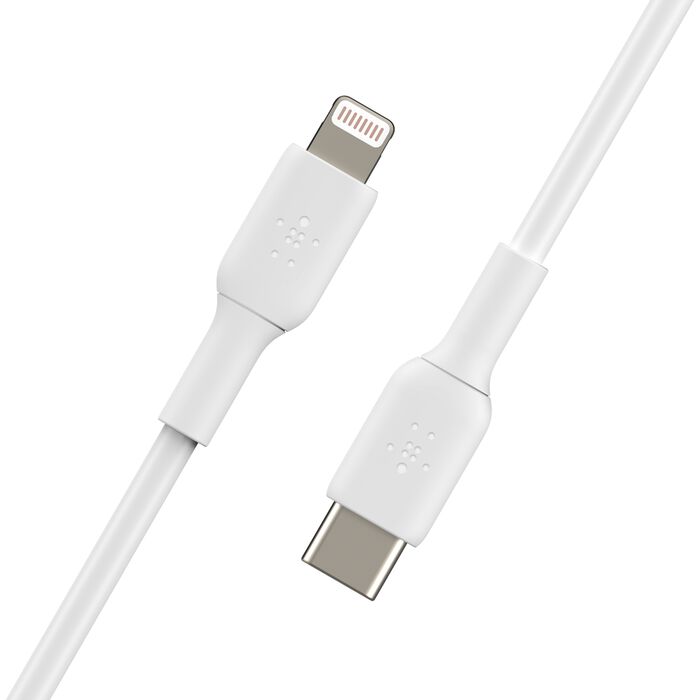 Cable cargador rápido USB‑C a Lightning – Belkin BoostCharge – 1 m – Blanco – CAA003bt1MWH