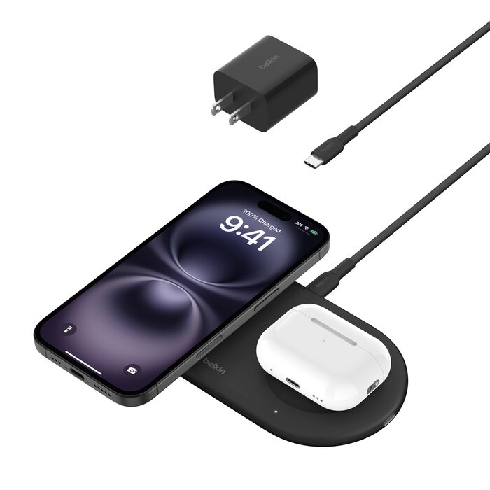 Base Convertible Belkin 15W Lithium Universal QI2 2 en 1 PAD + USB-C 5W