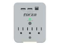 Protector de Sobretensiones de Pared Forza FWT-331USBC 3 Tomas Blanco 125V