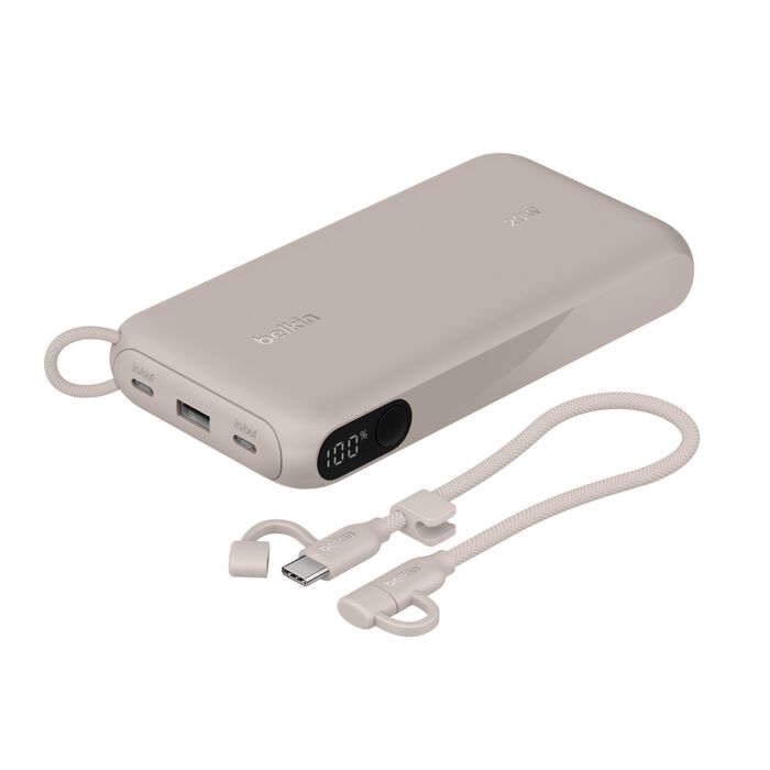 Power Bank Belkin BPB028fqSD, 20W, 20,000 mAh, con pantalla digital – color Sand