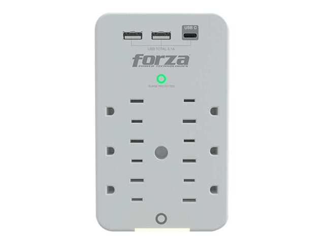 Protector de Sobretensiones de Pared Forza FWT-631USBC 6 Tomas Blanco 125V