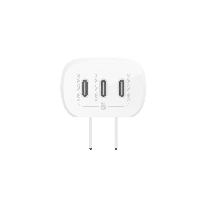 Cargador de Pared Belkin WCC002dqWH – 67W / 3 Puertos USB-C / PPS / Universal