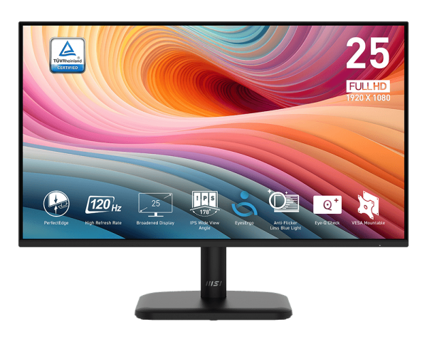 Monitor MSI PRO MP251L E2 – 24.5" FHD / 120Hz / IPS / PerfectEdge / Anti-Flicker / VESA