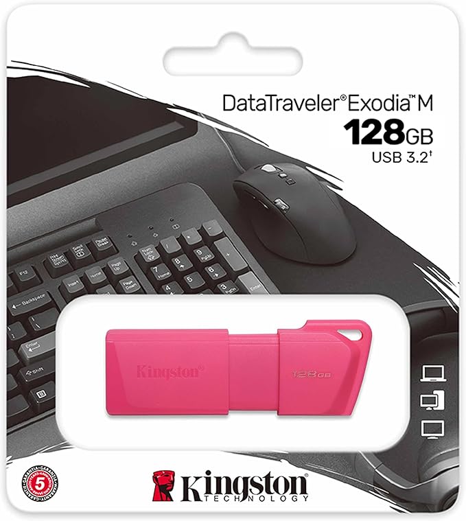 USB Flash Drive – Kingston DataTraveler Exodia NEON – 128GB – USB 3.2 Gen 2 – KC‑U2L128‑7LN – Pink