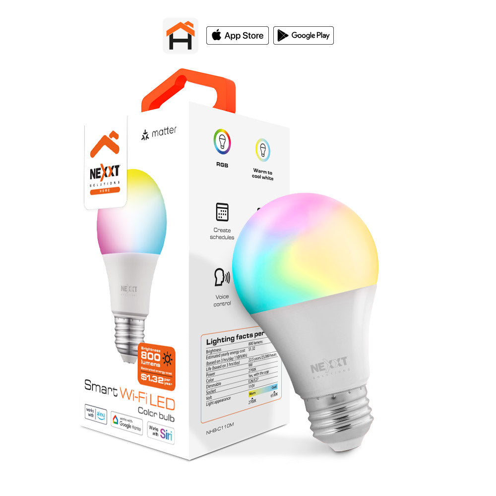 Bombillo Inteligente Nexxt Solutions Home NHB‑C110M – RGB – 110V – Matter – Unidad