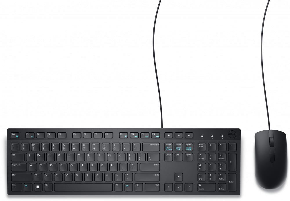 Set teclado y mouse alámbrico USB en español – Dell KM300C – Negro