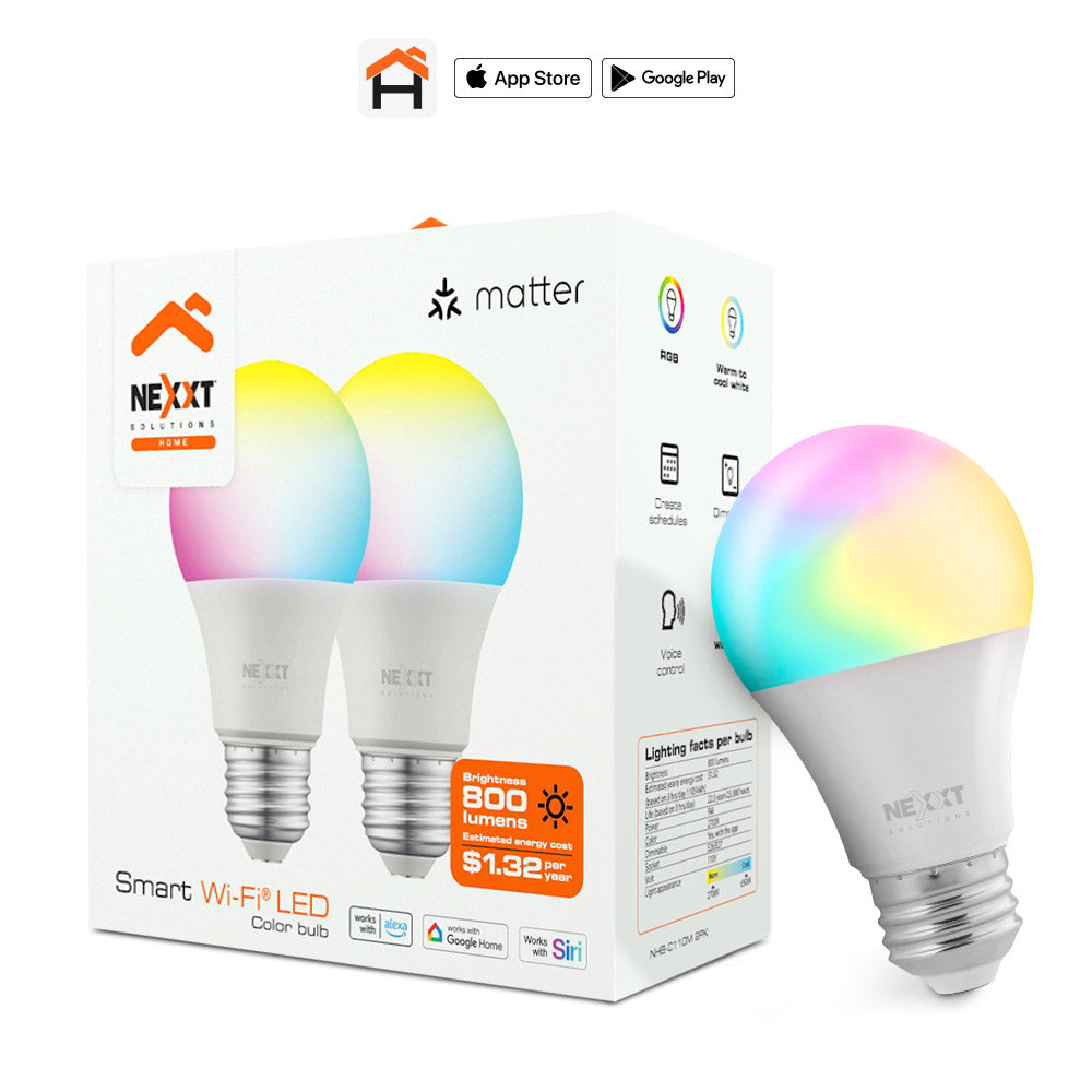 Bombillo Inteligente Nexxt Solutions Home NHB-C110M – RGB / 110V / Matter / Paquete 2