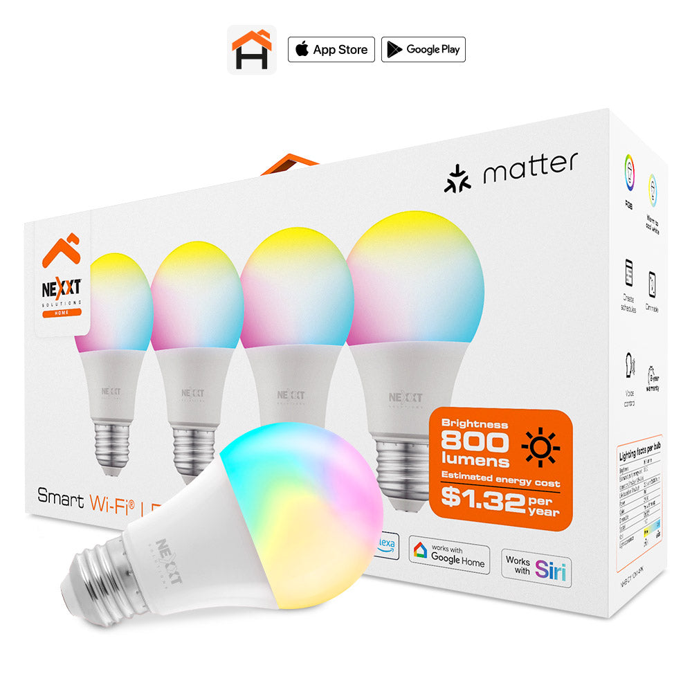 Bombillos Inteligentes Nexxt Solutions Home NHB‑C110M – RGB – 110V – Matter – Paquete 4
