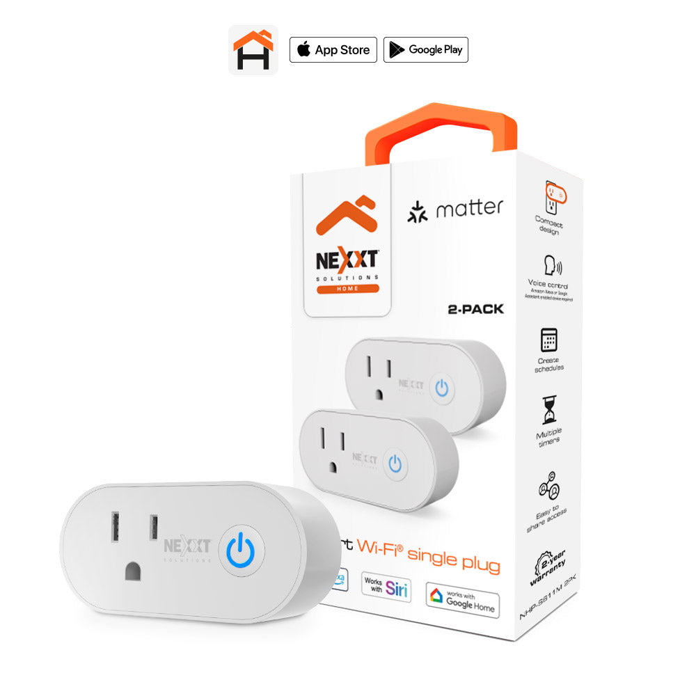 Nexxt Solutions Home – Smart Plug Wi-Fi Matter (Paquete 2) NHP-S611M 2PK