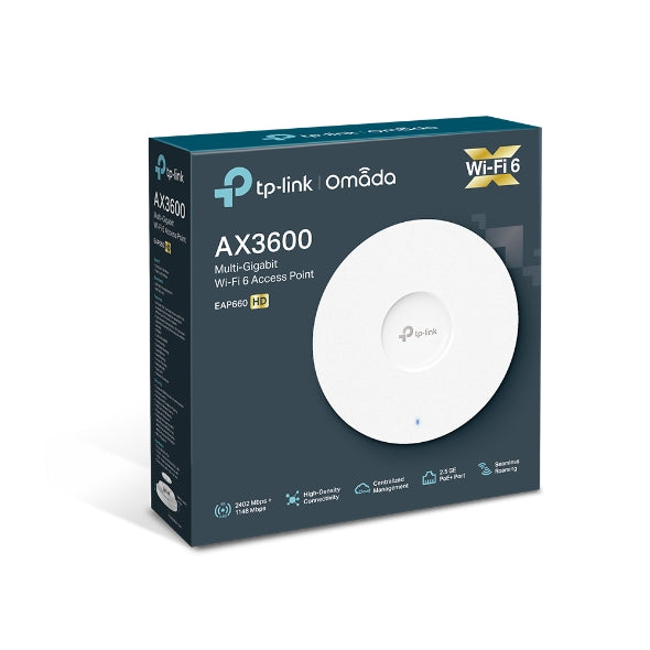 Punto de Acceso Inalámbrico Wi-Fi 6 TP-Link EAP660 HD AX3600 Dual Band Multi-Gigabit – Instalación en Pared/Techo