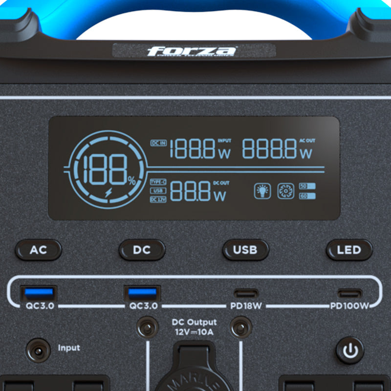 Central eléctrica portátil Forza Titan Series FPP-T700, 700W / 80Wh, LiMnFePO4, TurboPower, 9 salidas