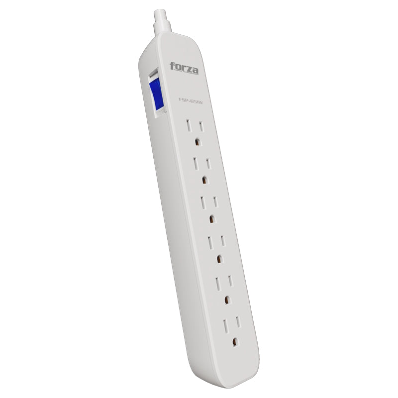 Protector de Sobretensión Forza 6 Tomas NEMA 1.5FT 500J 110/220V Blanco