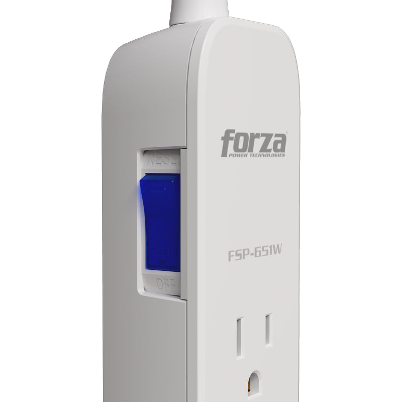 Protector de Sobretensión Forza 6 Tomas NEMA 1.5FT 500J 110/220V Blanco