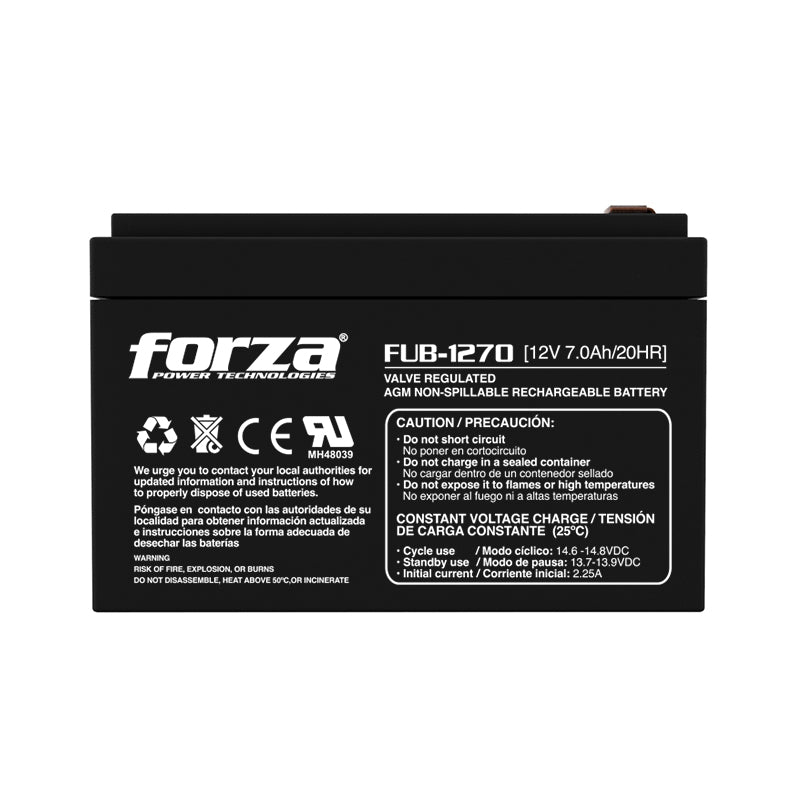 Batería Forza FUB-1270 – 12V / 7Ah / Sellada / Libre de Mantenimiento