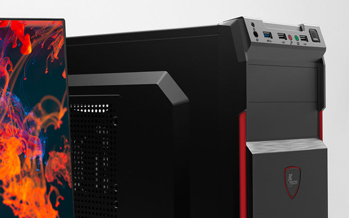 Desktop ATX Xtech XTQ-214 Negro y Rojo, con fuente de poder 600W