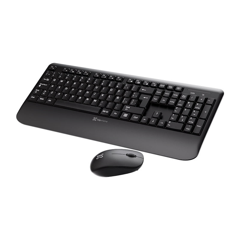 Teclado Inalámbrico KeyRoll Español 2.4GHz Klip Xtreme Combo con Reposamuñecas Negro