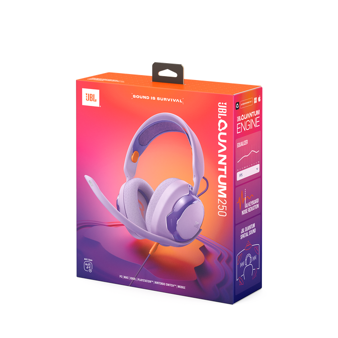 Audífonos Gamer con Micrófono JBL Quantum 250 - Color Morado / Sonido Envolvente / USB