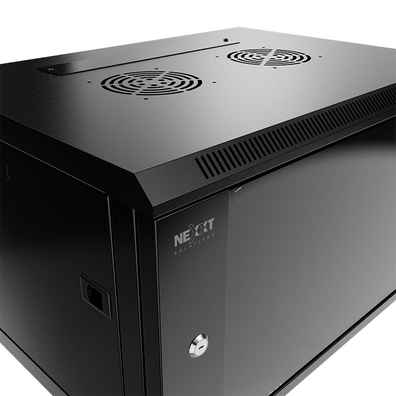 Rack mural 4U 600x600 Nexxt Solutions compacto con puerta de vidrio templado
