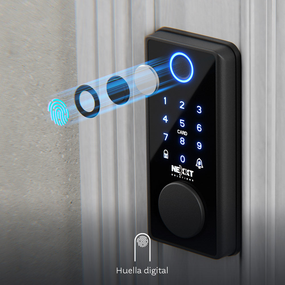 Cerradura Inteligente Nexxt Solutions Home NHS‑D150 BK – WiFi – Huella – PIN – App – Acero Inoxidable – Negro