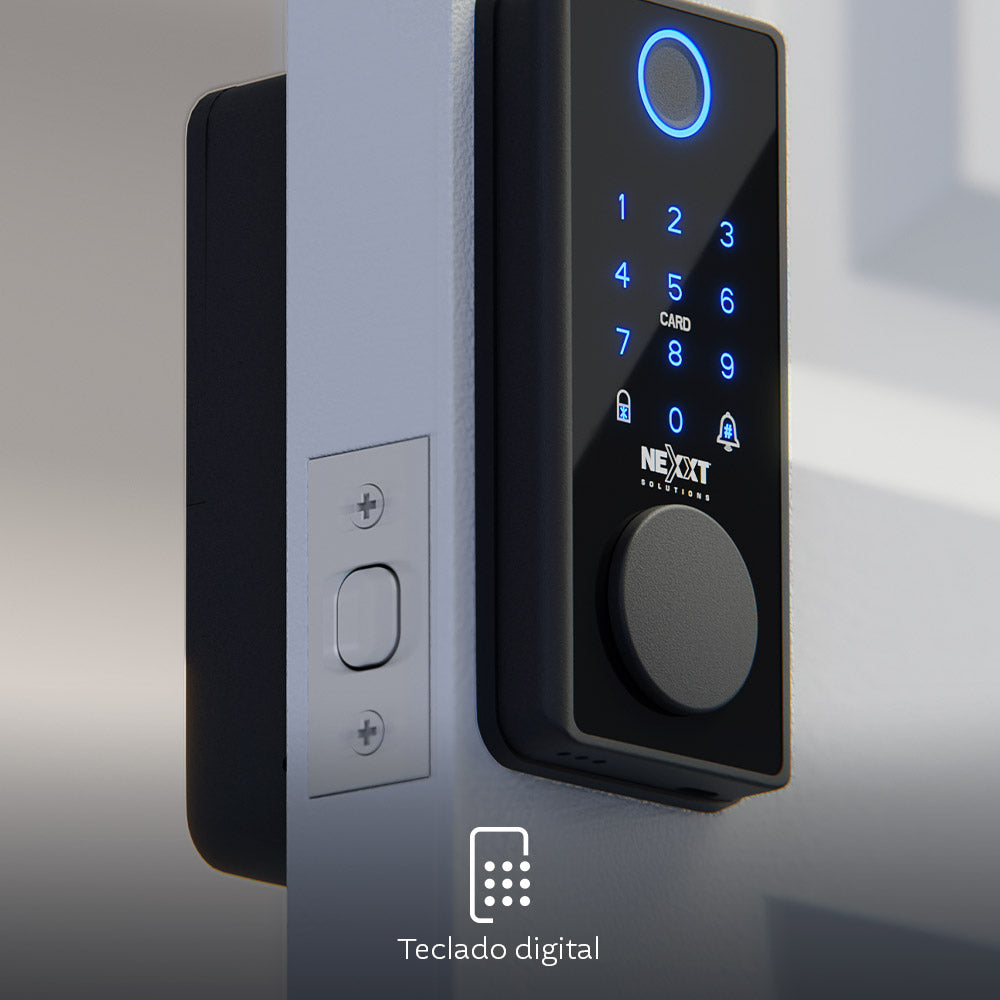 Cerradura Inteligente Nexxt Solutions Home NHS‑D150 BK – WiFi – Huella – PIN – App – Acero Inoxidable – Negro