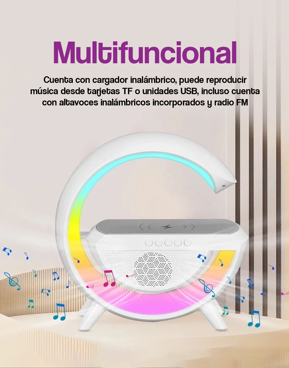 Bocina o Altavoz en forma de G con luz LED