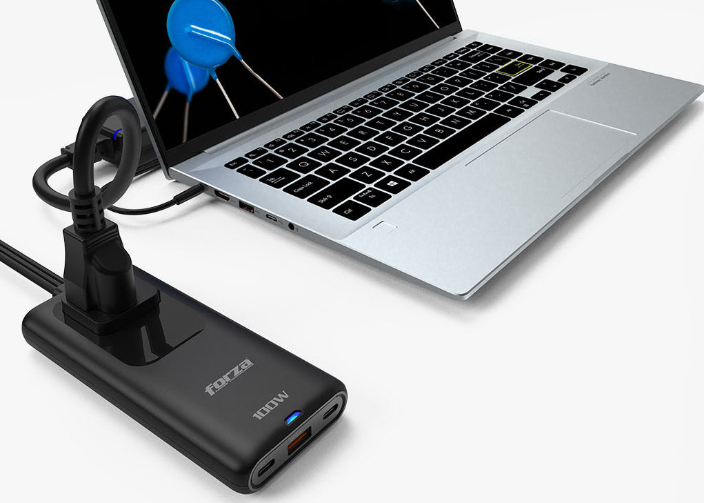 Cargador GaN Forza PS‑1100USBC – 100W – USB‑A + USB‑C – Negro