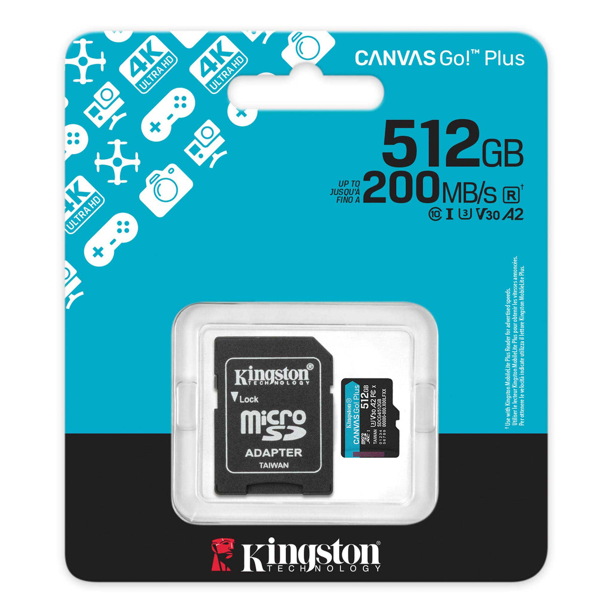 Tarjeta de memoria microSDXC – Kingston Canvas Go Plus – 512GB – SDCG4/512GB