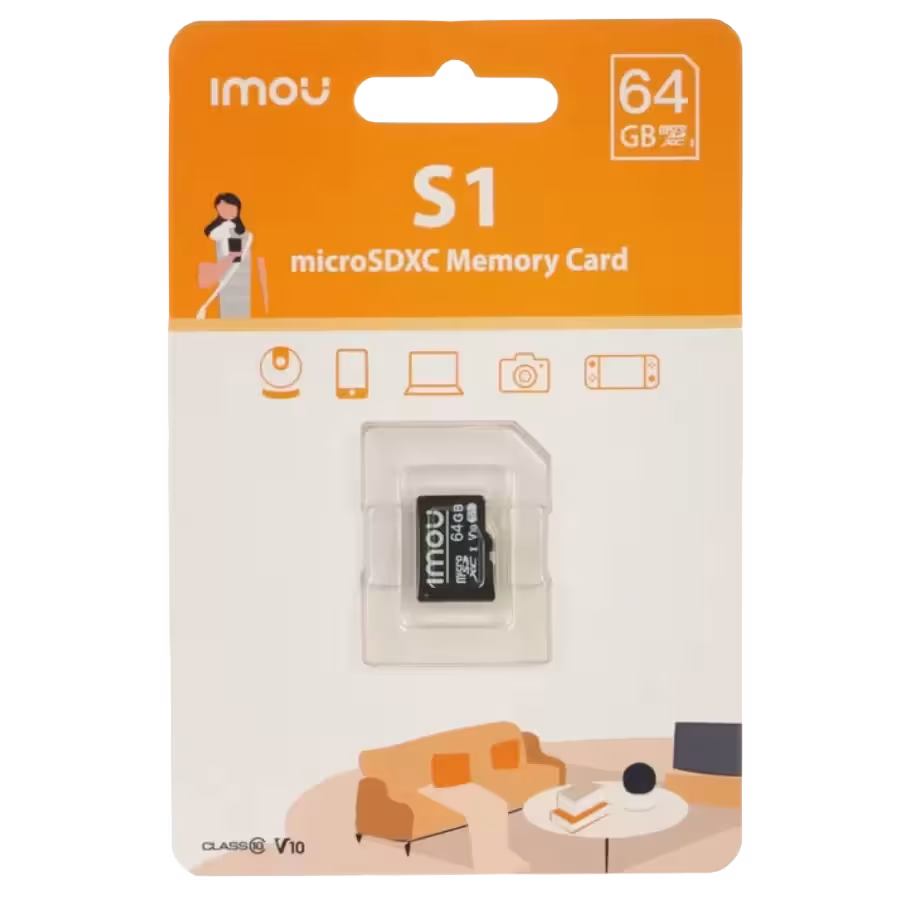 Memoria MicroSD 64GB clase 10 – IMOU ST2‑64‑S1 – resistente y confiable