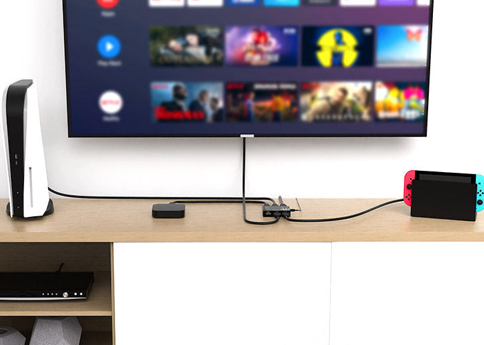 Switch HDMI 5 entradas / 1 salida – 4K UHD Xtech XHA‑430 – Control remoto – Negro