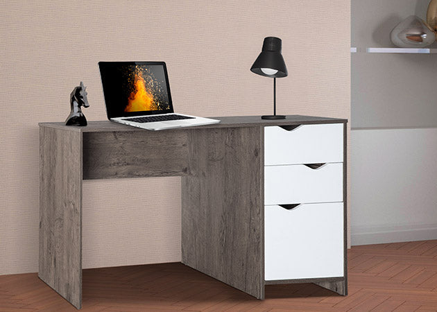 Escritorio para computadora – Xtech XTF‑CD208 – Un nivel con gavetas y gabinete con puerta – Marco de acero negro y superficie color haya