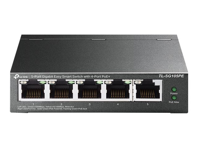 Switch Gestionado 5 Puertos Gigabit 4 PoE+ TP-Link TL-SG105PE