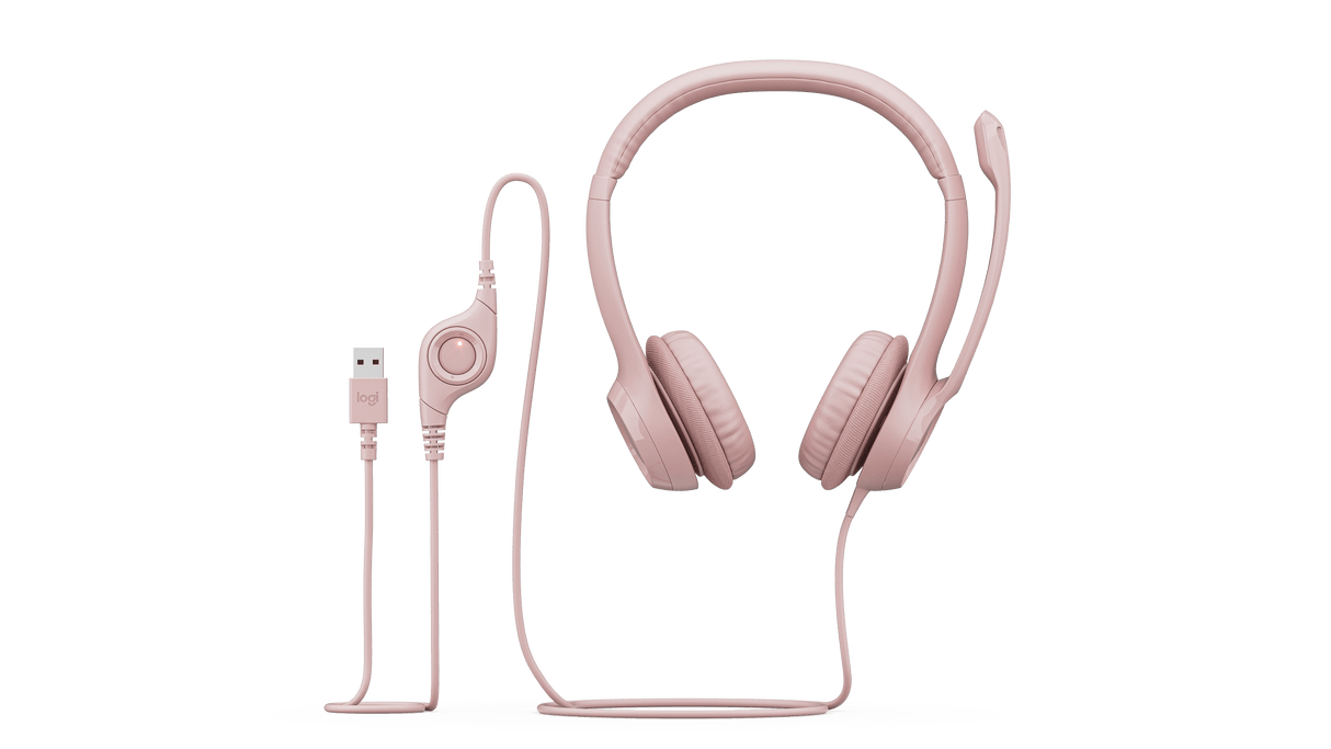 Auriculares USB Logitech H390 Rosados para Computadora