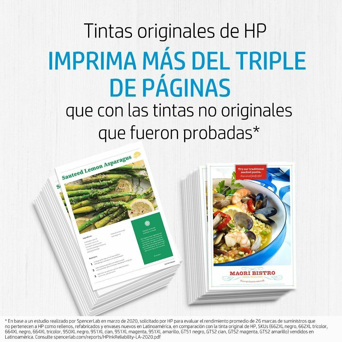 Tintas originales de HP imprima más del triple de páginas que con tintas no originales