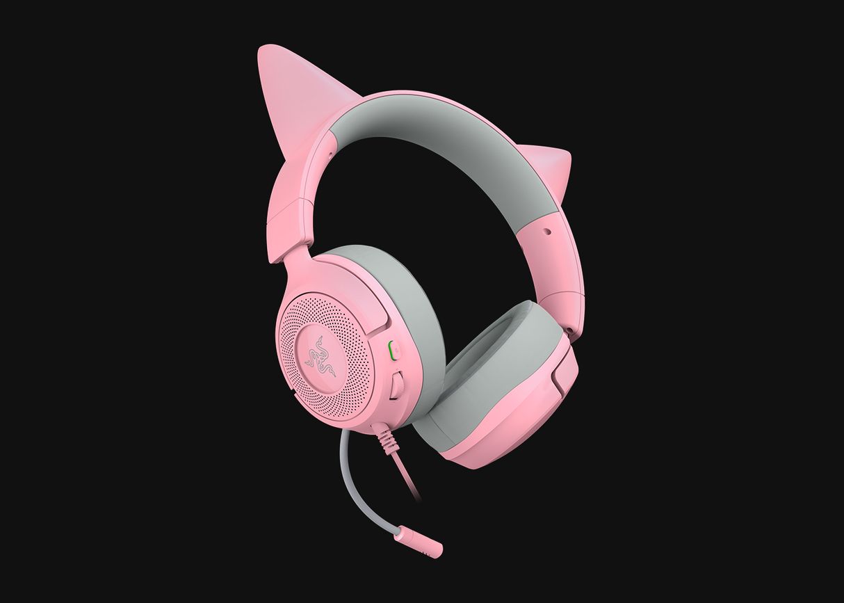 Headset gaming – Razer Kraken Kitty V3 X Quartz – Chroma RGB – Micrófono cardioide – Sonido envolvente – USB