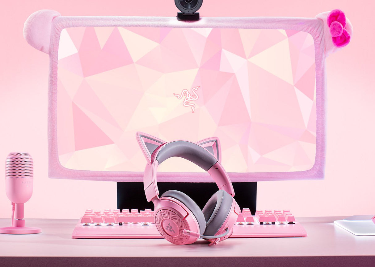 Headset gaming – Razer Kraken Kitty V3 X Quartz – Chroma RGB – Micrófono cardioide – Sonido envolvente – USB