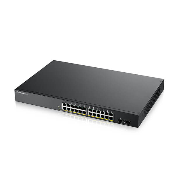 Switch Inteligente ZyXEL GS1900-24HPv2 – 24 Puertos Gigabit PoE+ + 2 SFP Uplink – 170W – Montaje en Rack o Sobremesa
