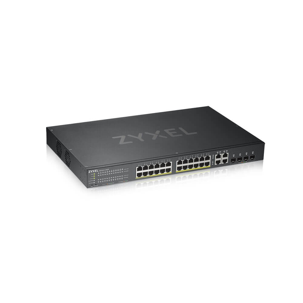Switch Inteligente ZyXEL GS1920-24HPv2 – 24 Puertos Gigabit PoE+ + 4 SFP Combinados – 375W – Montaje en Rack