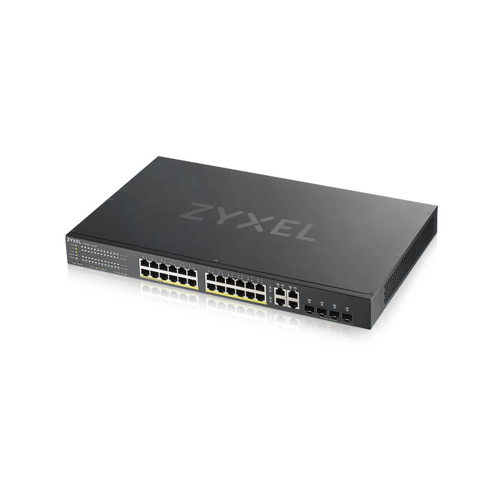 Switch Inteligente ZyXEL GS1920-24HPv2 – 24 Puertos Gigabit PoE+ + 4 SFP Combinados – 375W – Montaje en Rack