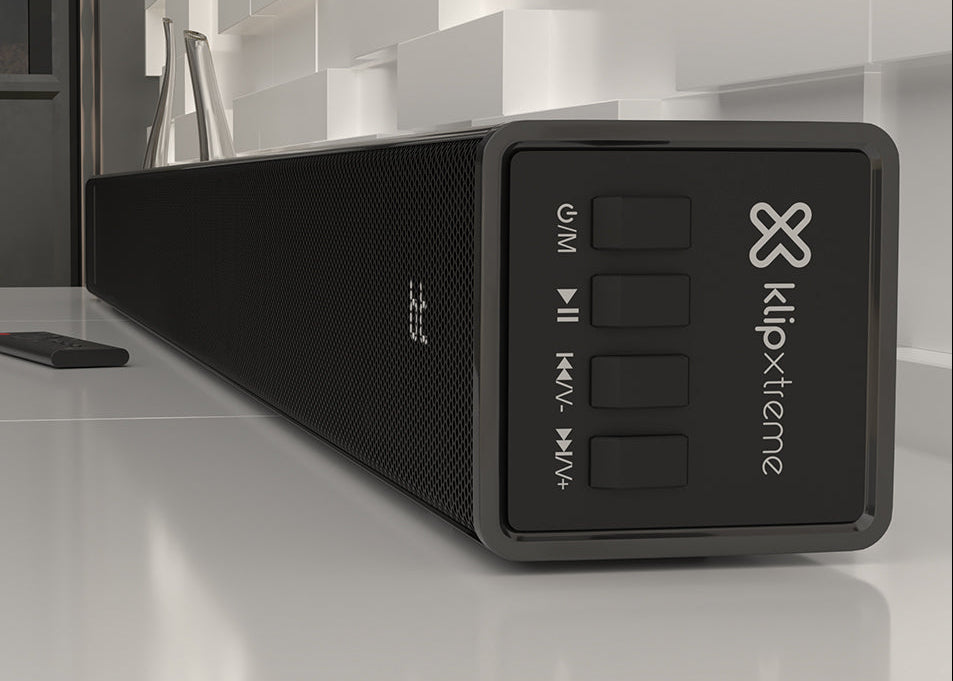 Barra de Sonido Klip Xtreme Harmonium KSB-001 – 2.0 canales, 100W, BT, HDMI ARC, Óptico, Negro