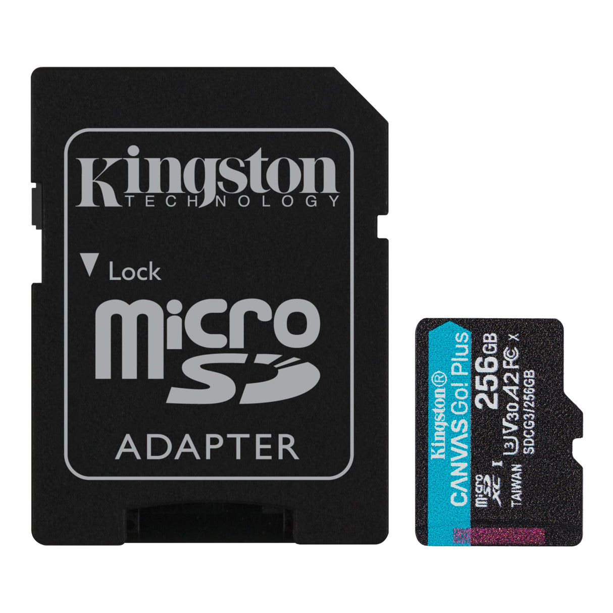 Tarjeta de Memoria Flash microSDXC Kingston 256GB A2 V30 UHS-I U3 Class 10 con Adaptador