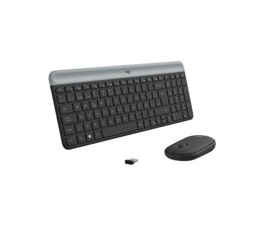 Combo Inalámbrico Logitech MK470 – Teclado Slim + Mouse Óptico / USB / Plug & Play / Bajo Perfil / Grafito