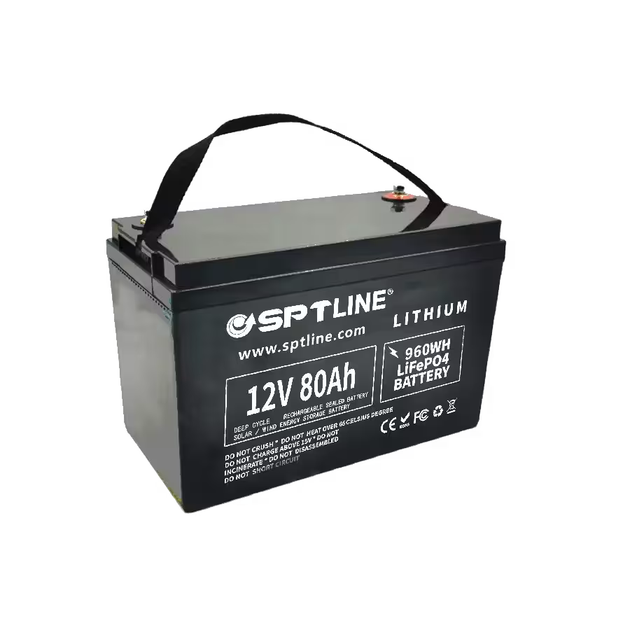 Batería de Litio SPTLINE LiFePO4 12V 80Ah – Larga Duración – BMS Integrado – Panel Solar / UPS