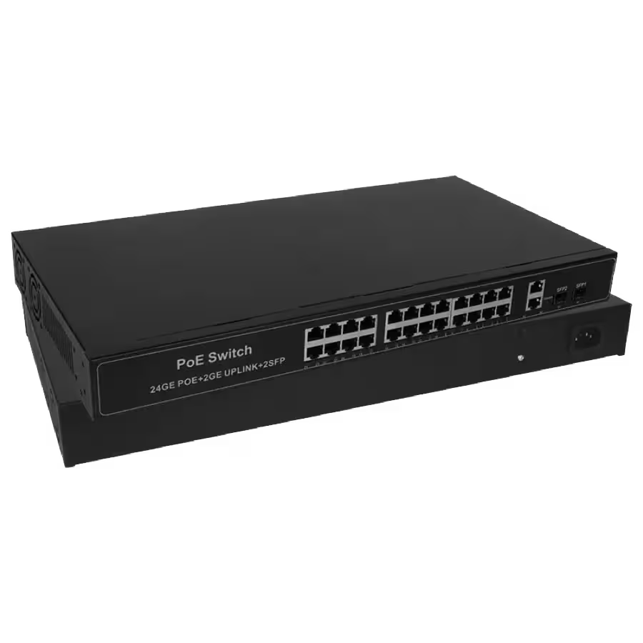 Switch PoE de 24 puertos – 10/100/1000 Mbps – SPTLINE SP1024K‑P24‑2S
