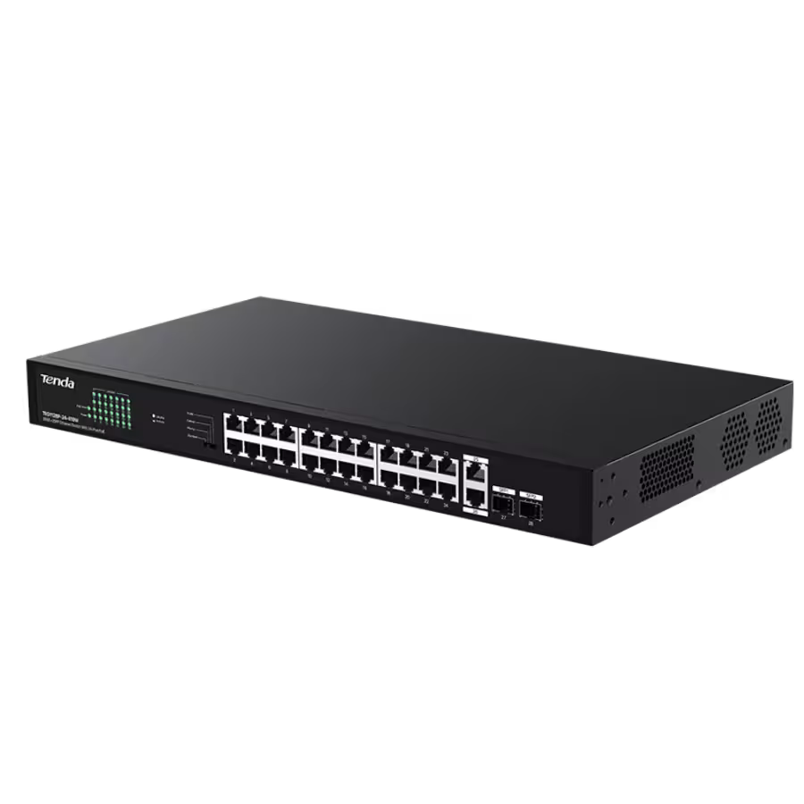 Switch Ethernet PoE de 24 puertos – 26GE+2SFP – Tenda TEG1128P‑24‑410W
